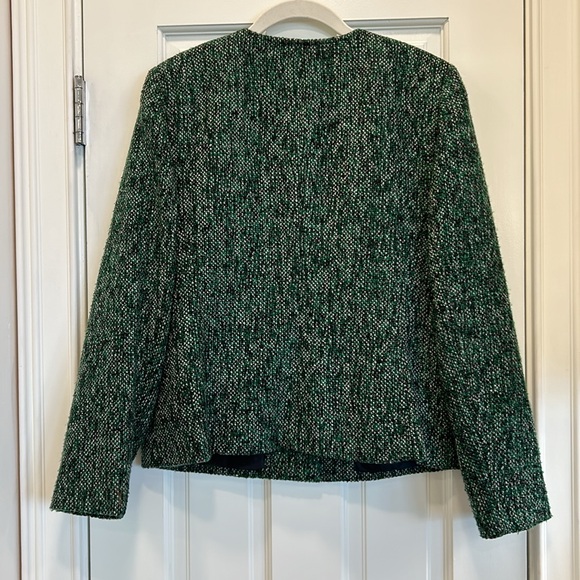 Kasper Green and Black Tweed Blazer w/ Hodden Front Snaps Front Pockets sz. 10P - Picture 8 of 12